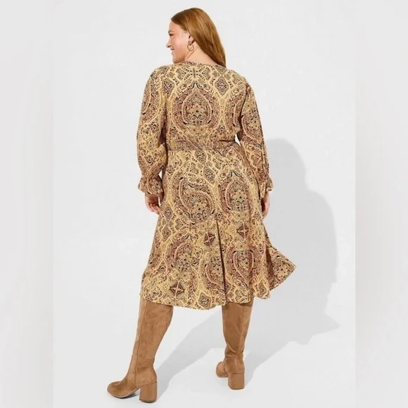 Torrid Midi Challis Smocked Waist Surplice Dress Size 2X - Picture 3 of 14